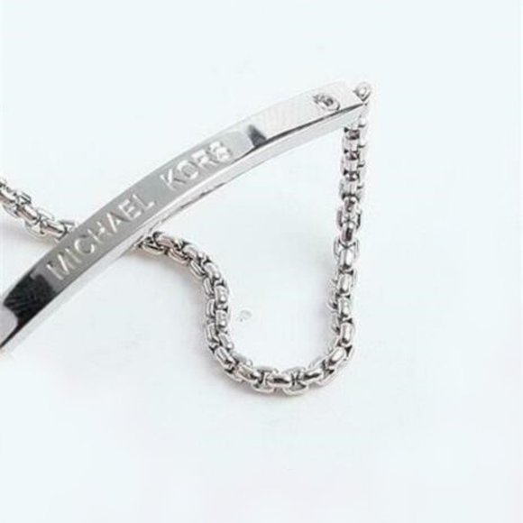 Michael Kors Logo Plaque Silver Crystal Bracelet - Picture 2 of 3